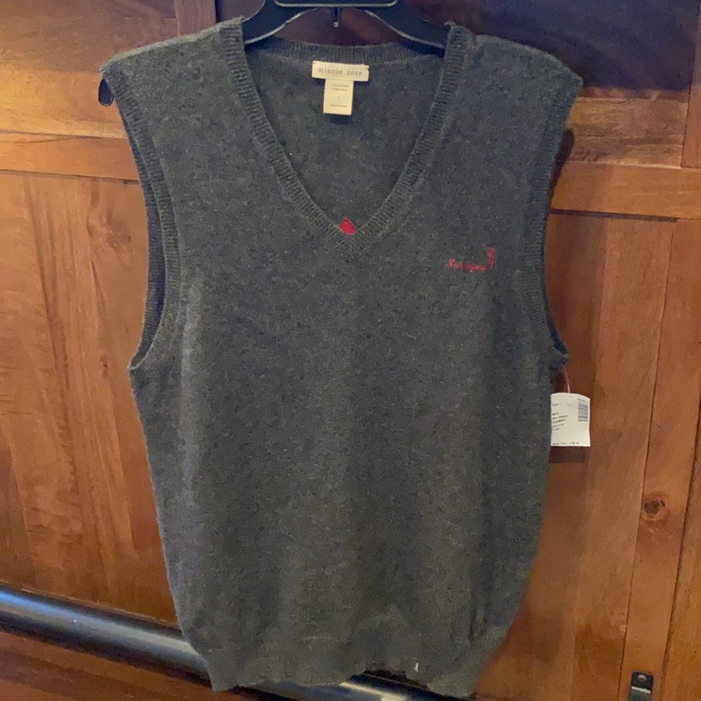 Minnie Rose Men’s V-Neck Cashmere Sweater - Sz. L